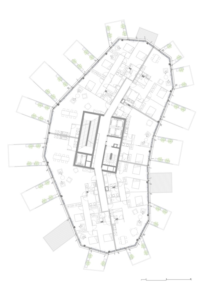Sou Fujimoto built a tree-like residential tower with protruding balconies that branch off the trunk