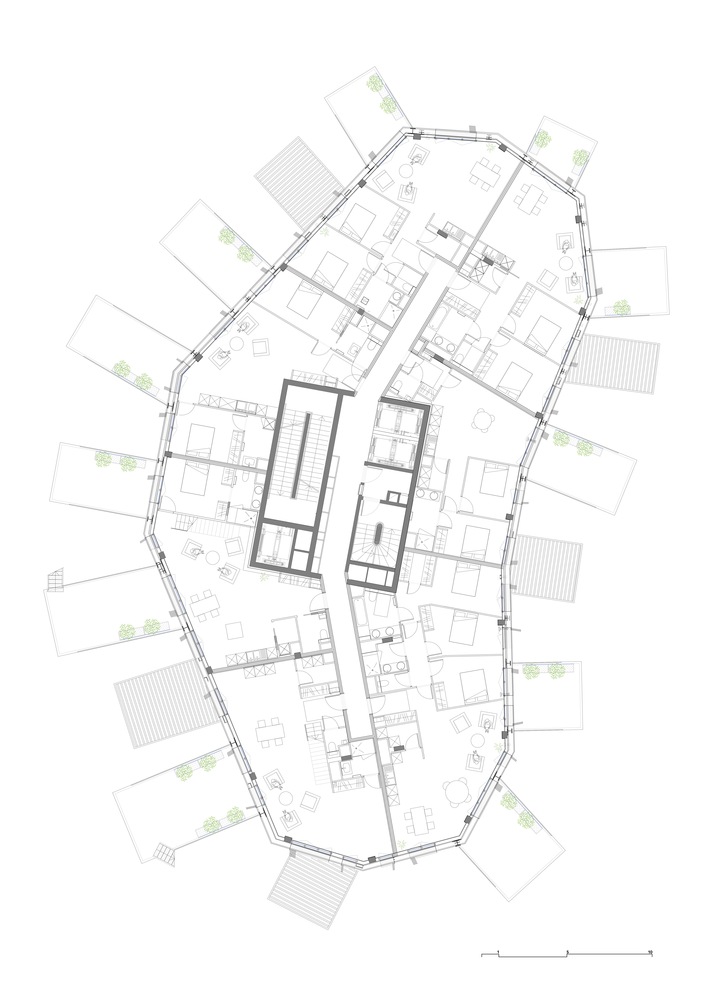 Sou Fujimoto built a tree-like residential tower with protruding balconies that branch off the trunk
