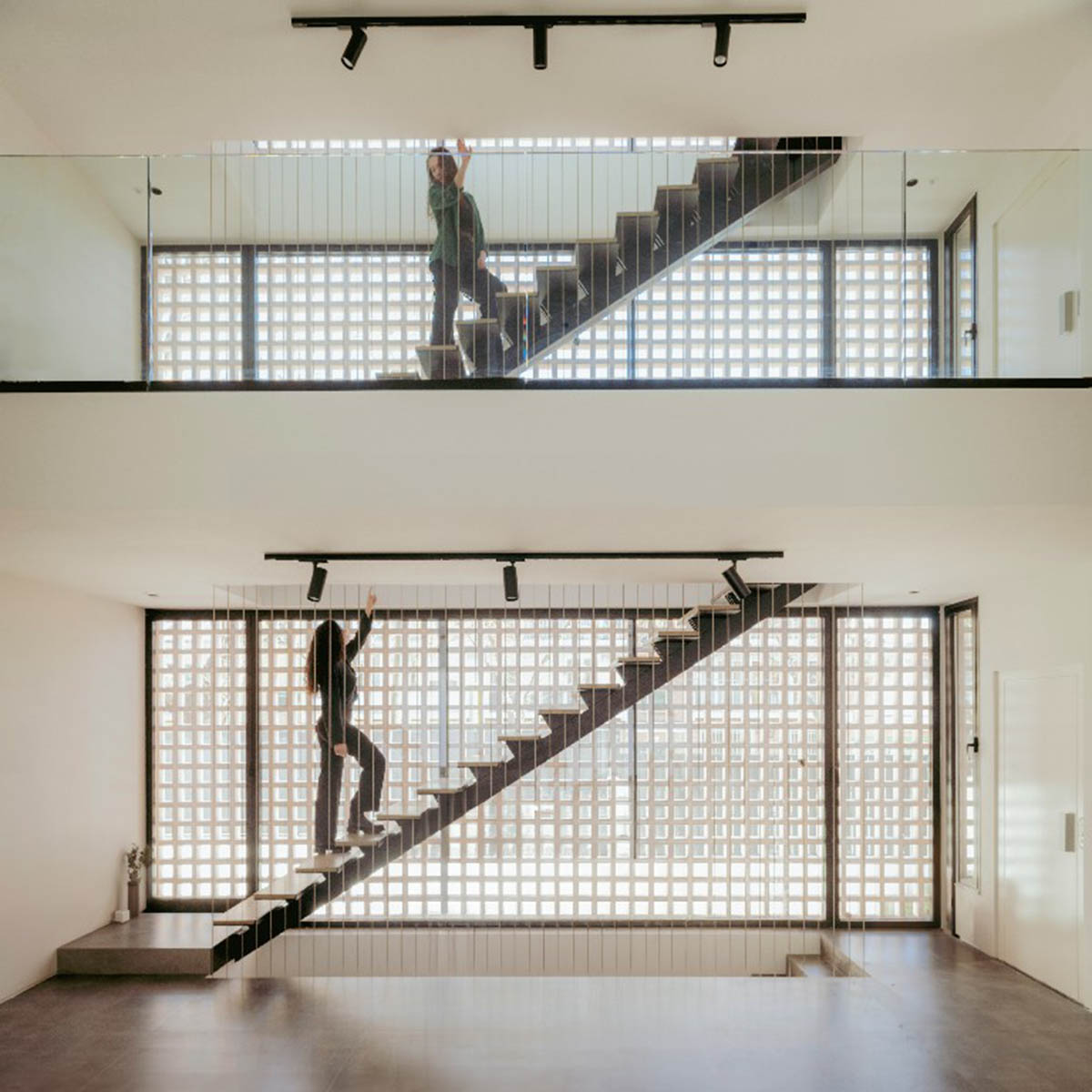 Casa Umbral features a brick-lattice façade that scatters soft light into the interior in Madrid