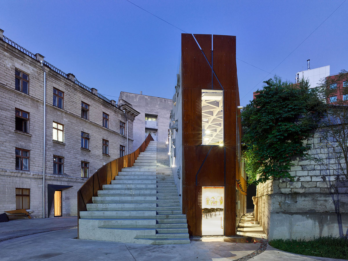 Maxim Calujac converts historical building into creative center with public stairways in Moldova