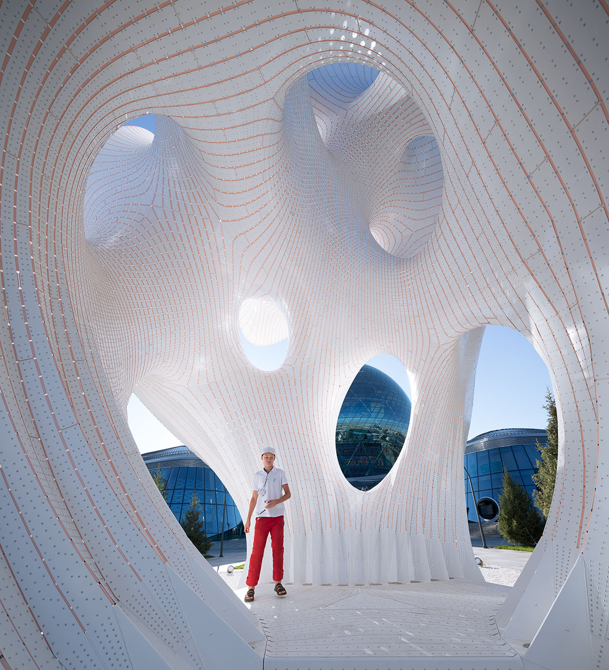 Marc Fornes created ultra-thin contorted installation for Astana’s World Expo 2017