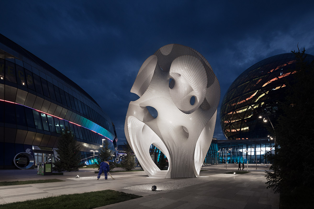 Marc Fornes created ultra-thin contorted installation for Astana’s World Expo 2017