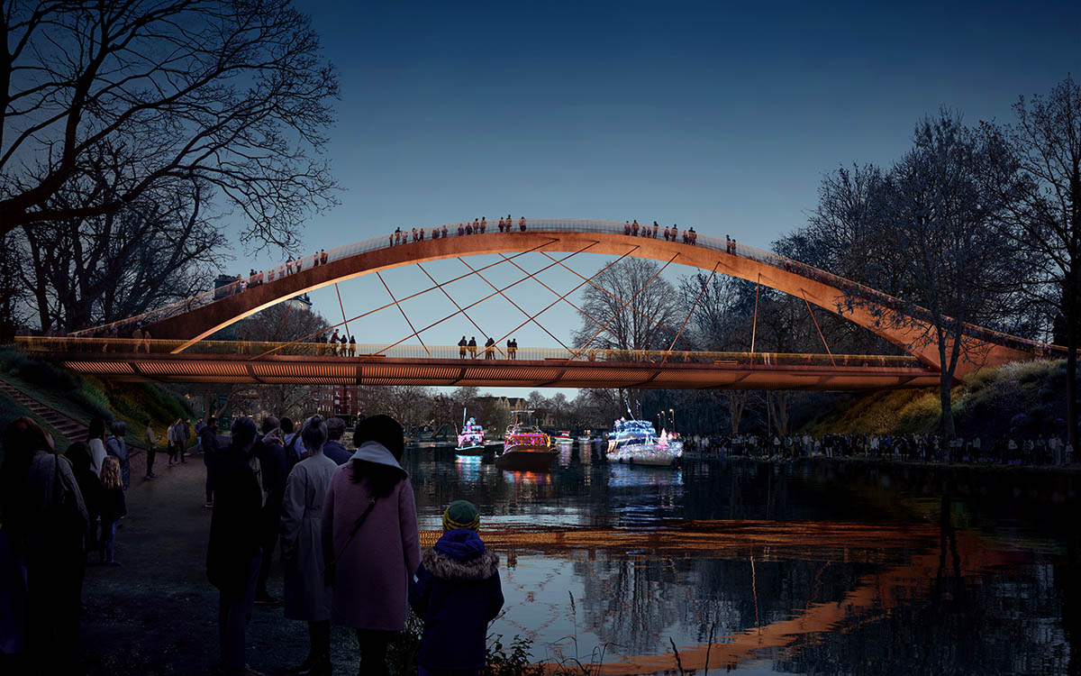Atelier Entropic wins competition to design corten steel pedestrian and cycle bridge in Sweden