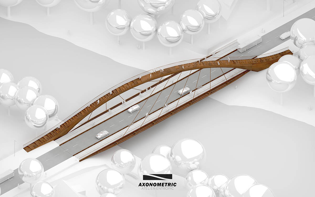 Atelier Entropic wins competition to design corten steel pedestrian and cycle bridge in Sweden