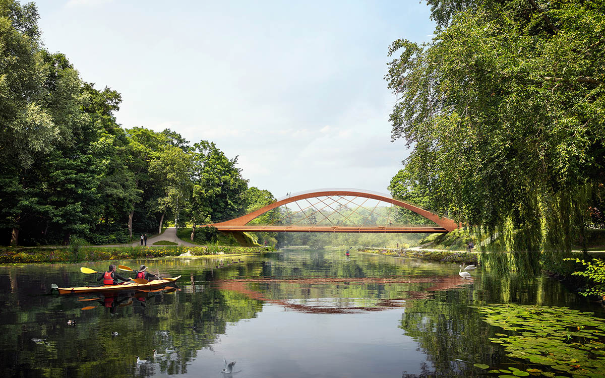 Atelier Entropic wins competition to design corten steel pedestrian and cycle bridge in Sweden