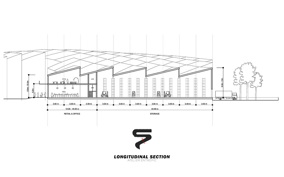 Atelier Entropic designs e-commerce hub with new roof motif in Lithuania