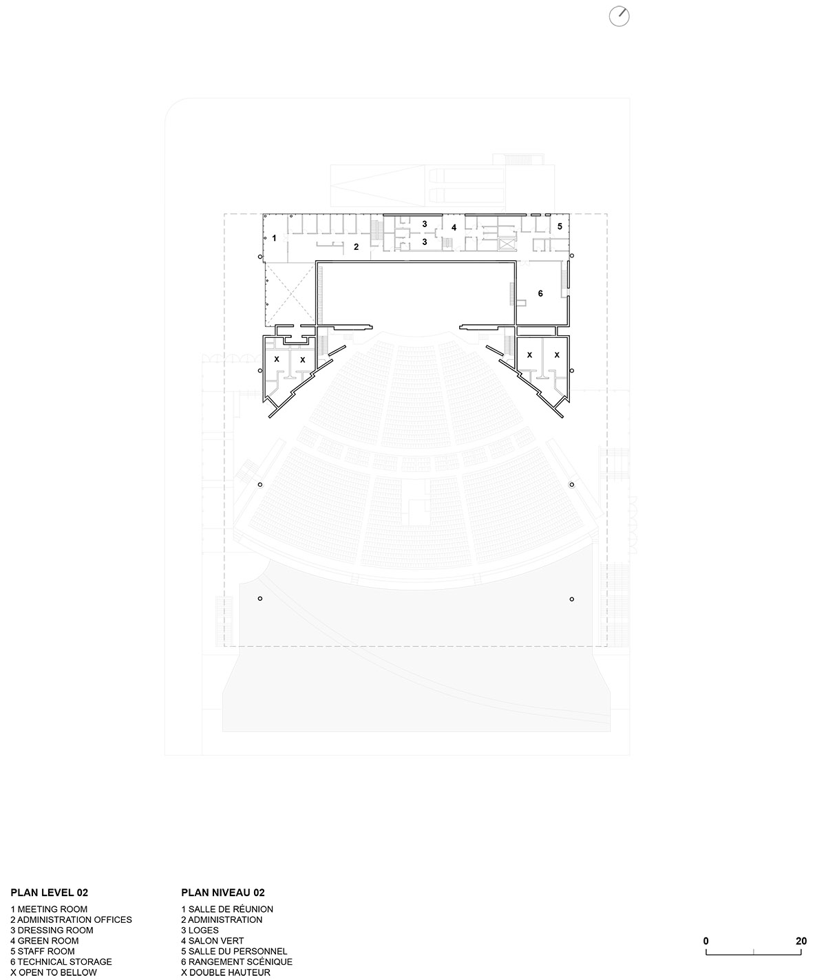 Paul Laurendeau completes outdoor summer amphitheater in Quebec with bold red floating roof