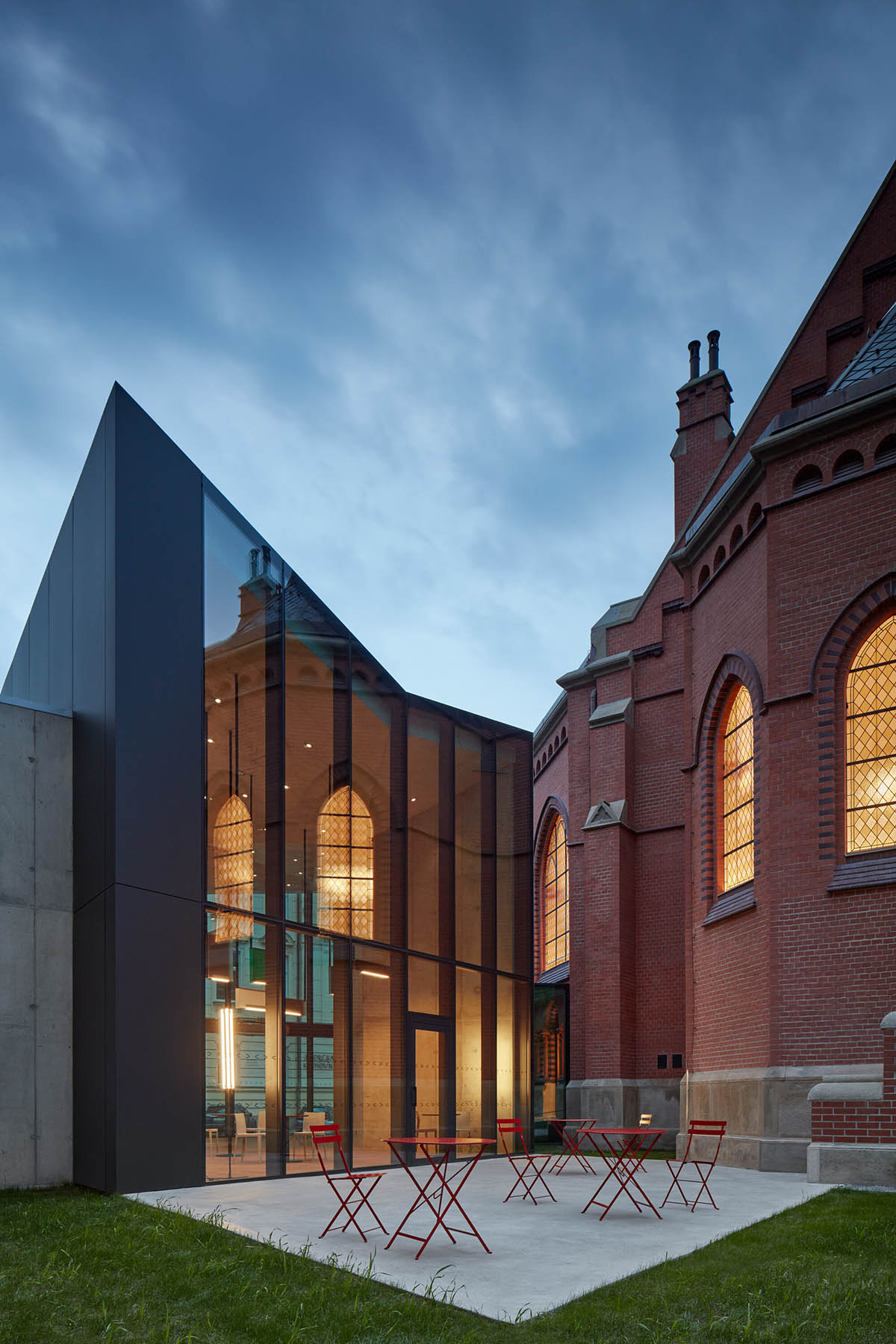 atelier-r extends neo-gothic church with crystal-like volume in the Czech Republic