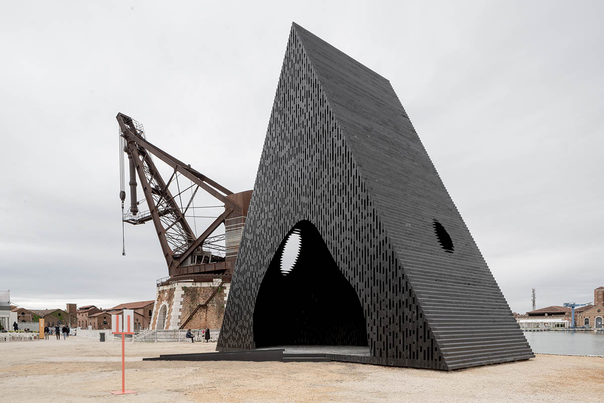 Adjaye Associates translates forest as a huge triangular prism at Venice Architecture Biennale 