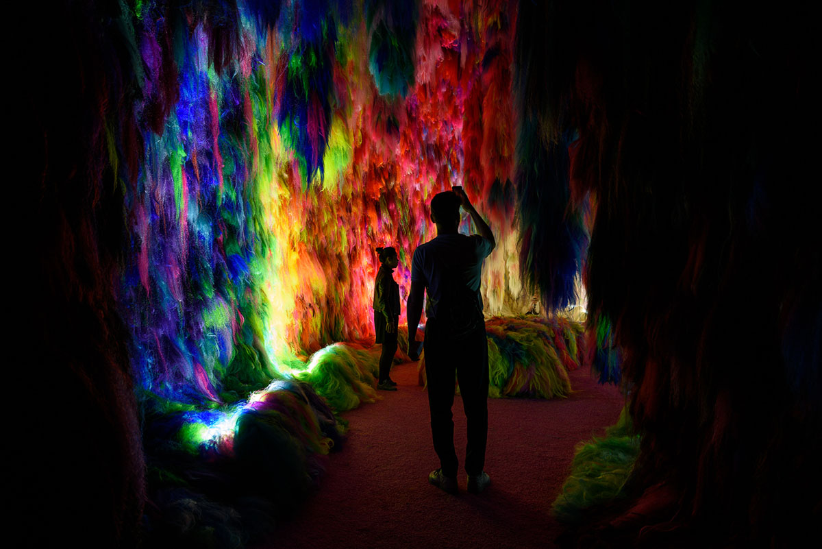 Icelandic Pavilion presents a hypernatural world with colored neon hairs at Venice Art Biennale