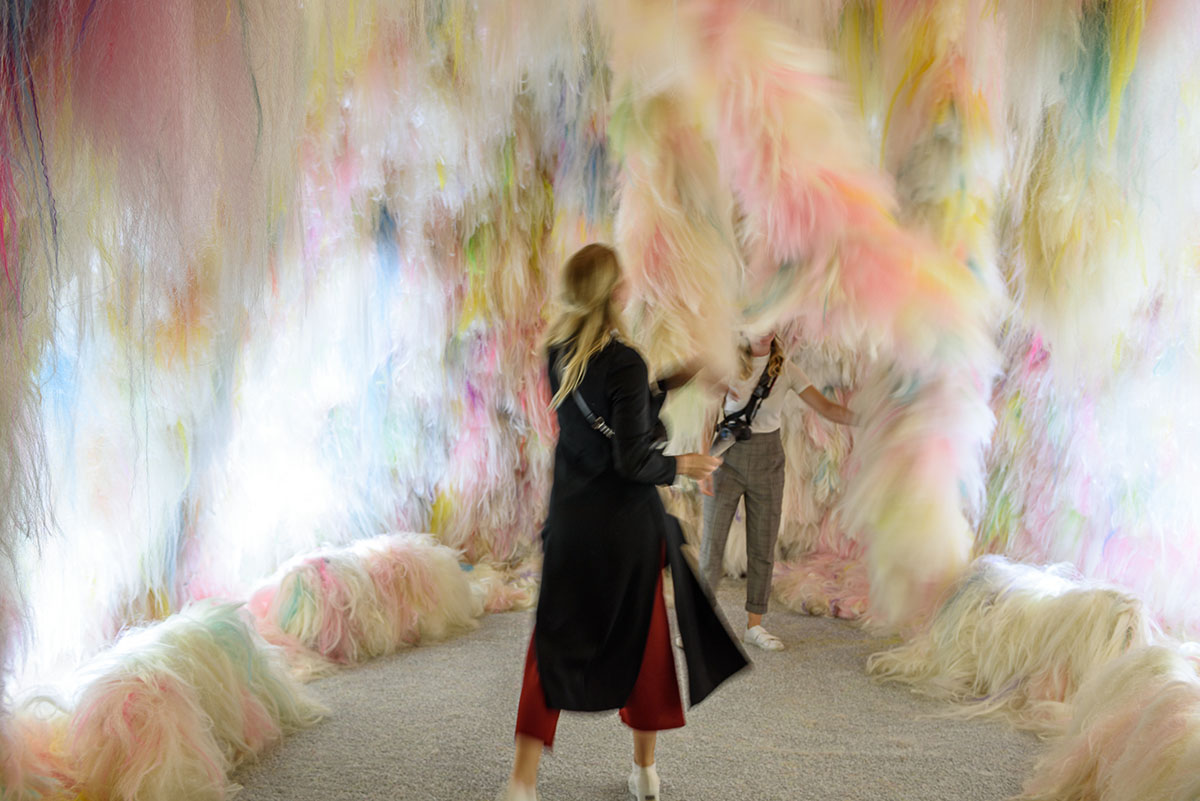 Icelandic Pavilion presents a hypernatural world with colored neon hairs at Venice Art Biennale