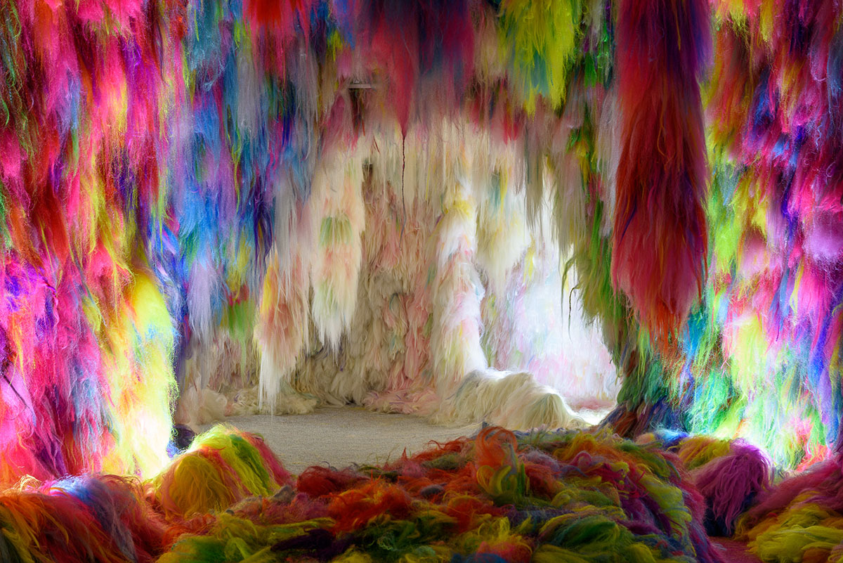 Icelandic Pavilion presents a hypernatural world with colored neon hairs at Venice Art Biennale