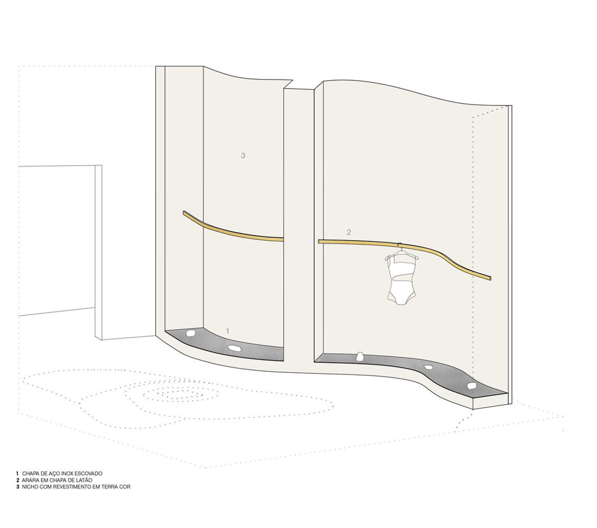 Giant organically-shaped pillar becomes a showcase element in the heart of clothing store in Brazil