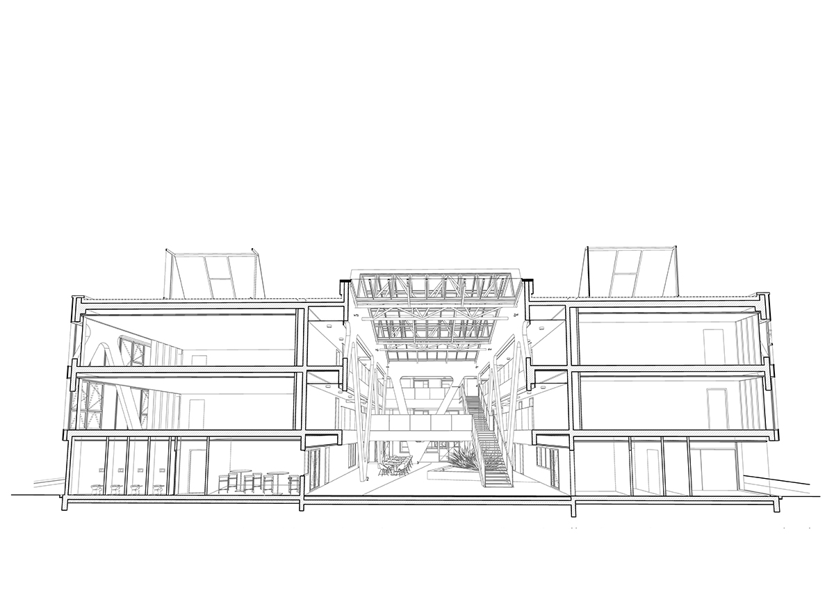 ALTA built La Providence high school with all-white volume and V-shaped columns in France