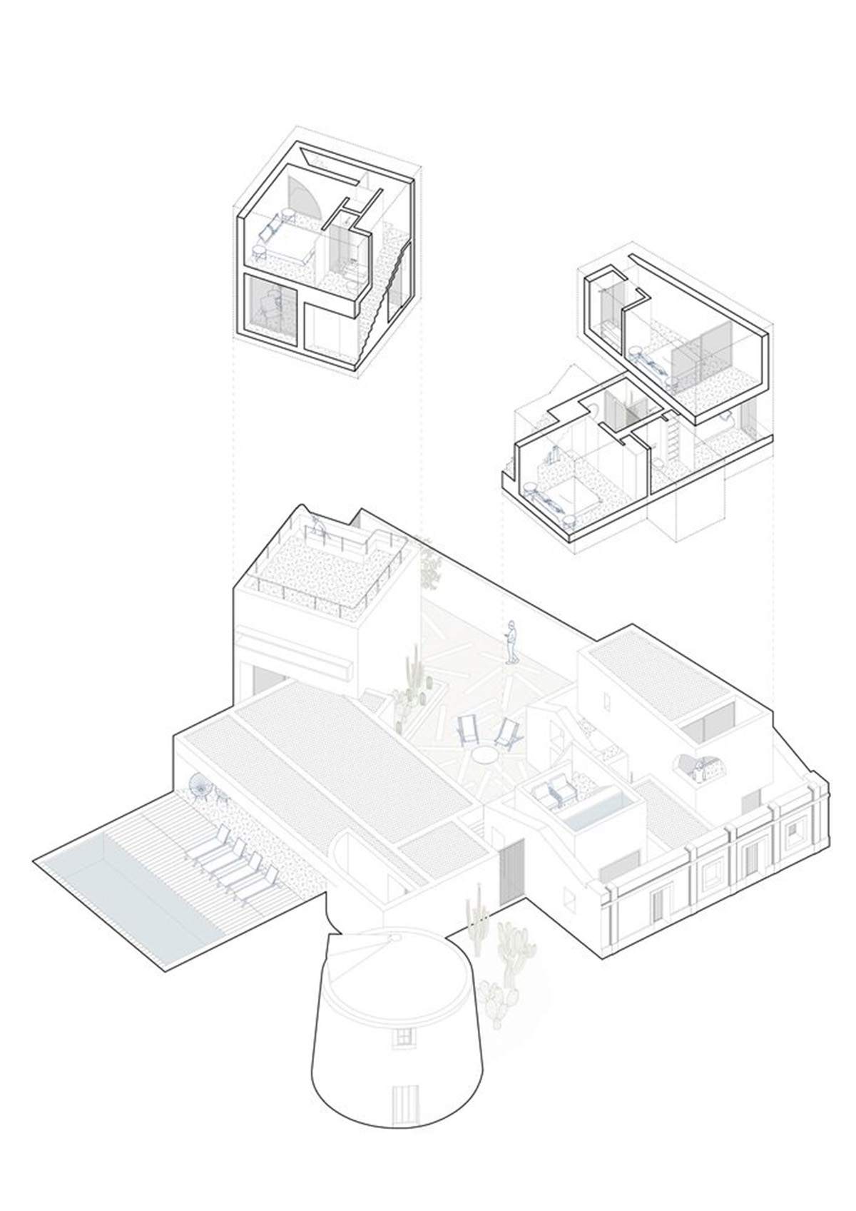 Portuguese holiday home is shaped around private patios and low-rise volumes in Algarve region