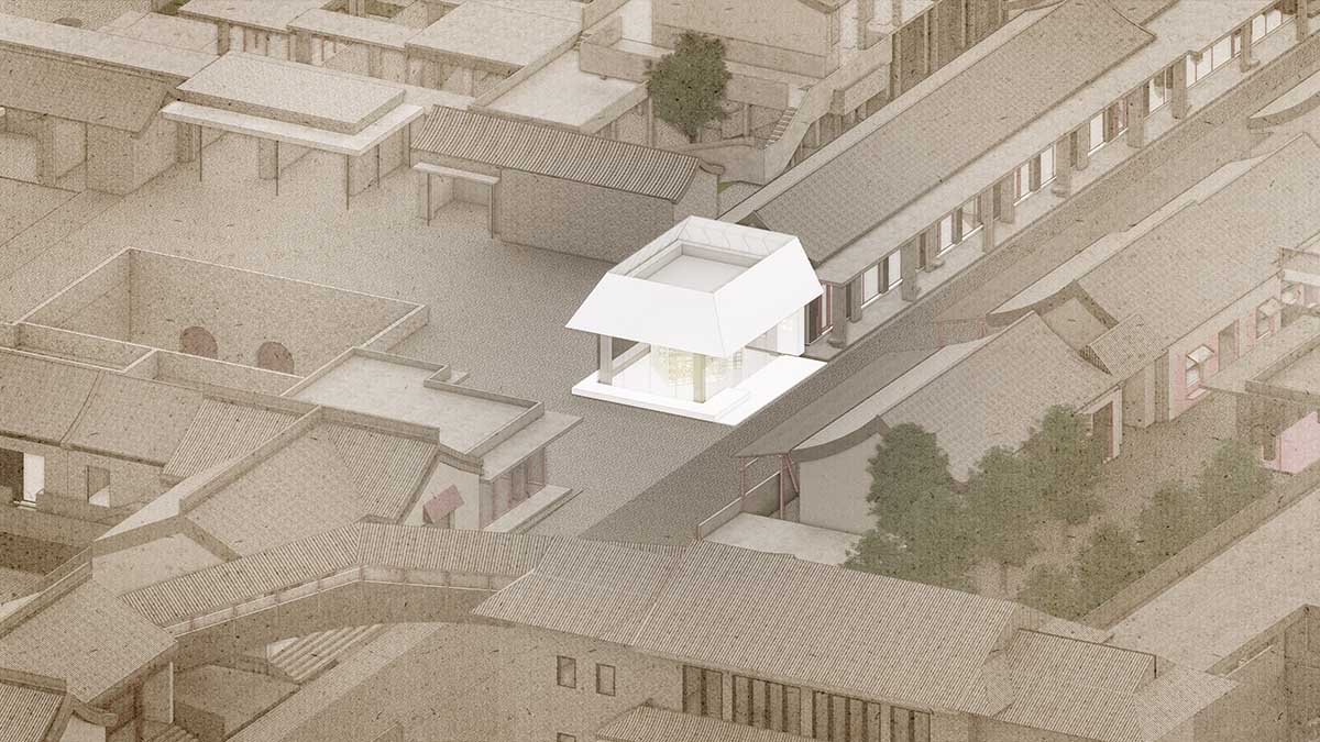 A shop is attached to Beijing historic Hutong houses with white-colored skin