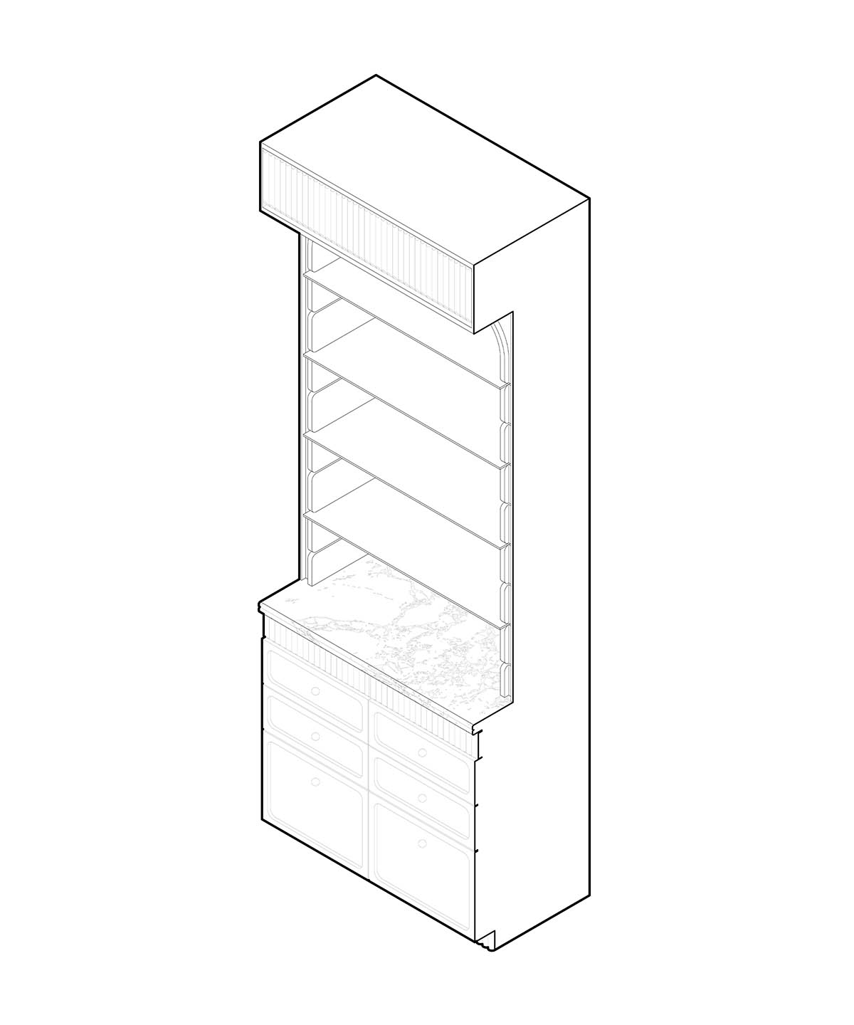 Odami enriches the interiors of a beauty shop with rounded, bevelled details, and pinkish hues