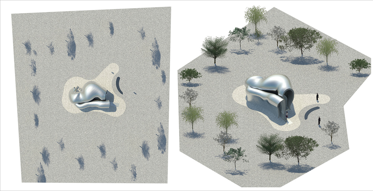 Super small cave-like art gallery by FCC Arquitectura built on lush green in Portugal