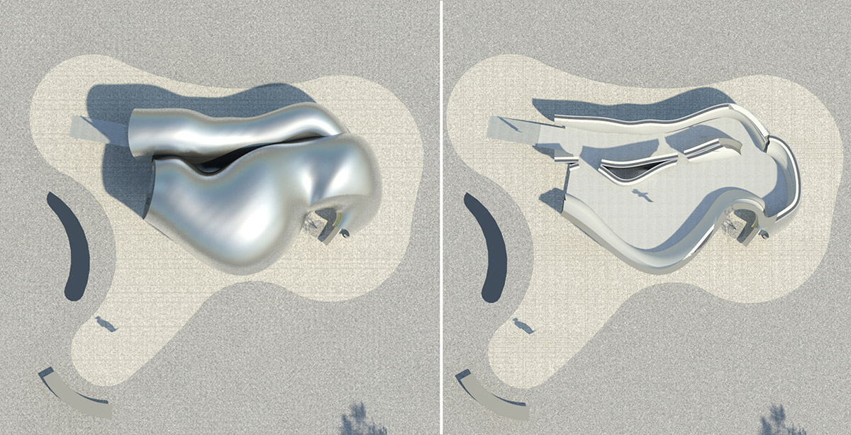 Super small cave-like art gallery by FCC Arquitectura built on lush green in Portugal