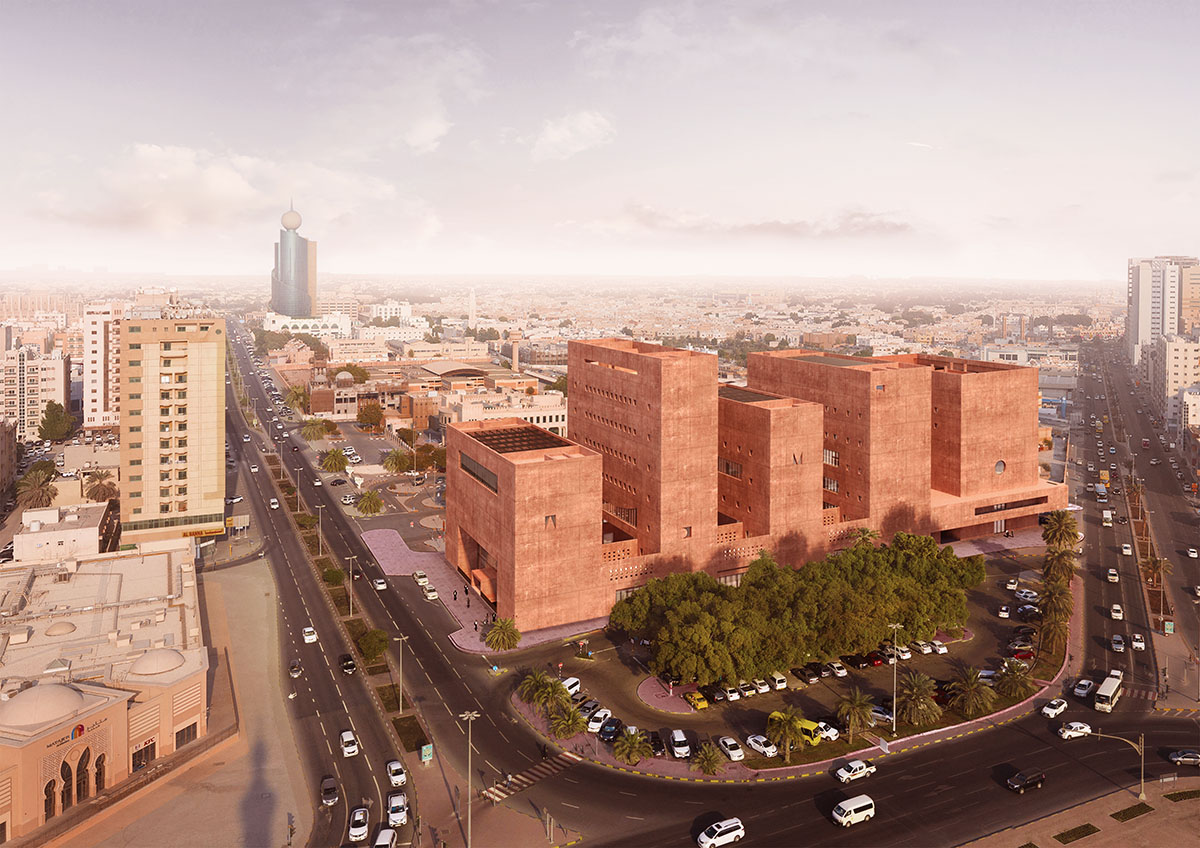 Adjaye Associates reveals design for red-pigmented Africa Institute campus in Sharjah