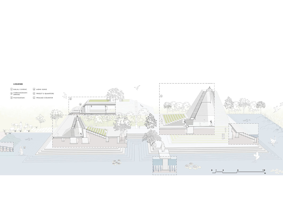 Sameep Padora & Associates completes Balaji Temple comprised of black limestone shrines in India