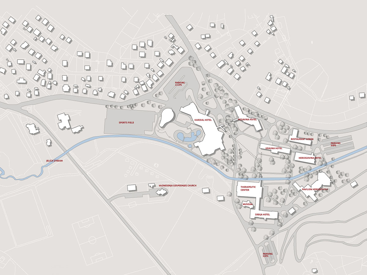 Enota reveals extension for pool and wellness of Hotel Kardial with sinuous terraces in Banja Vrućica