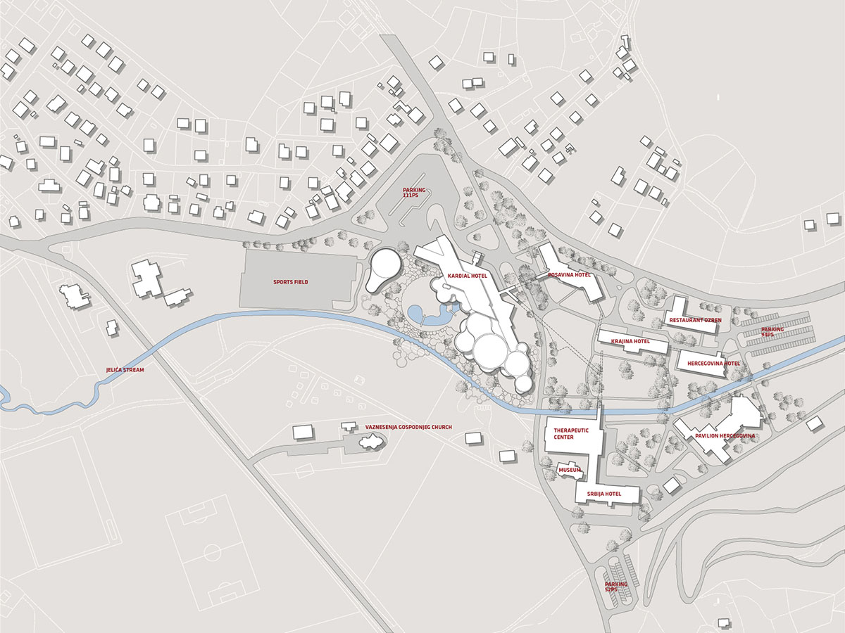Enota reveals extension for pool and wellness of Hotel Kardial with sinuous terraces in Banja Vrućica