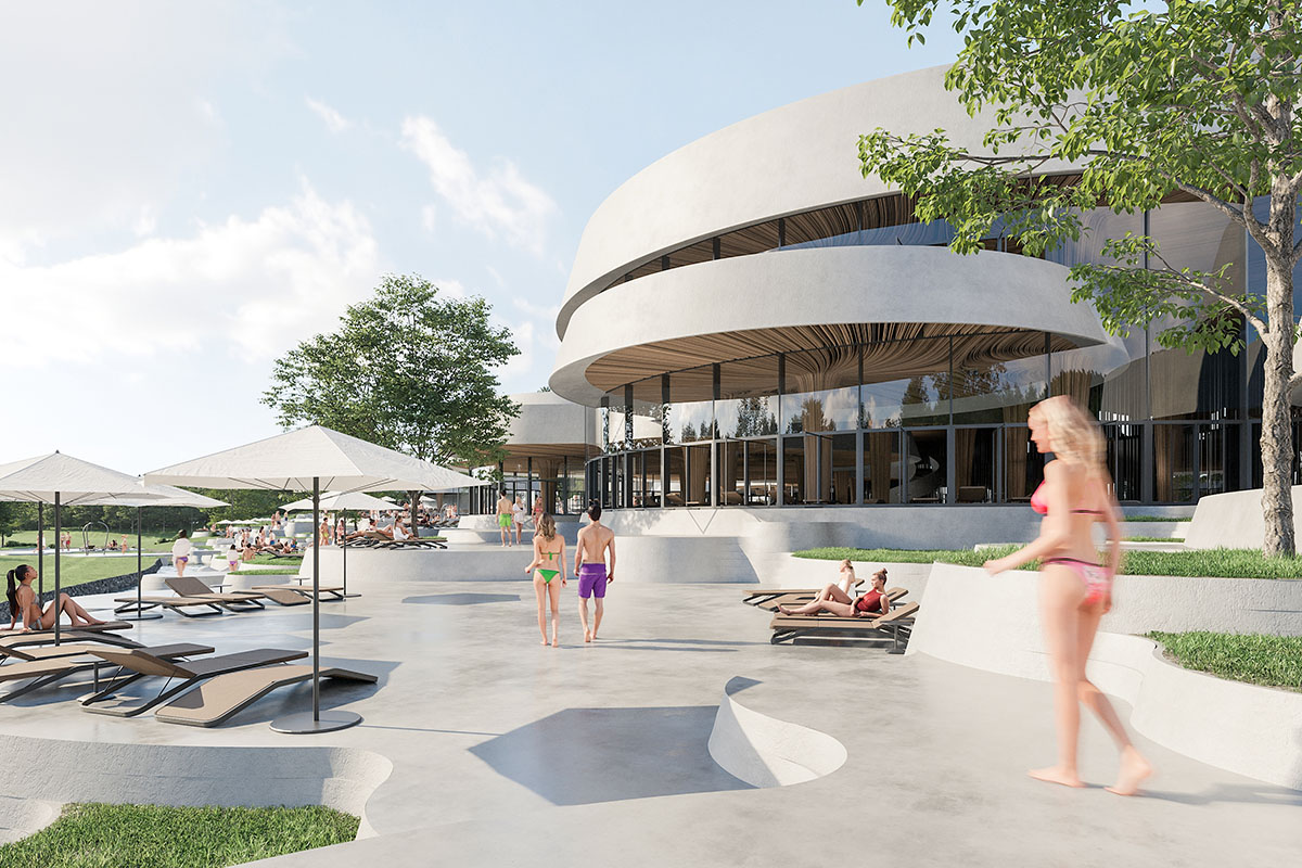 Enota reveals extension for pool and wellness of Hotel Kardial with sinuous terraces in Banja Vrućica