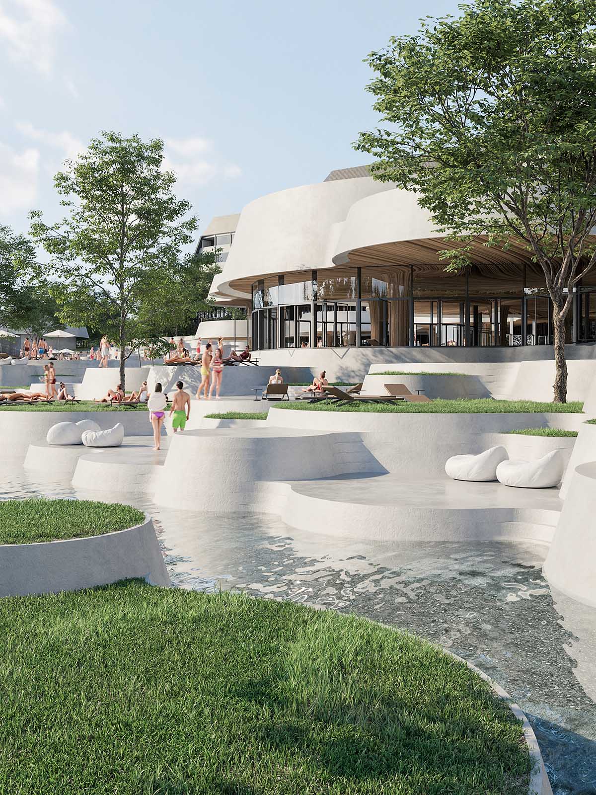 Enota reveals extension for pool and wellness of Hotel Kardial with sinuous terraces in Banja Vrućica