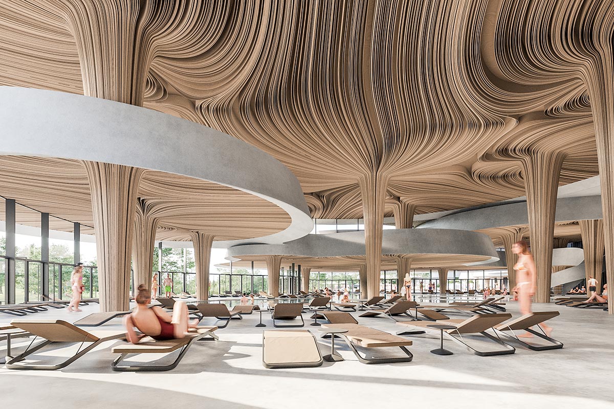 Enota reveals extension for pool and wellness of Hotel Kardial with sinuous terraces in Banja Vrućica