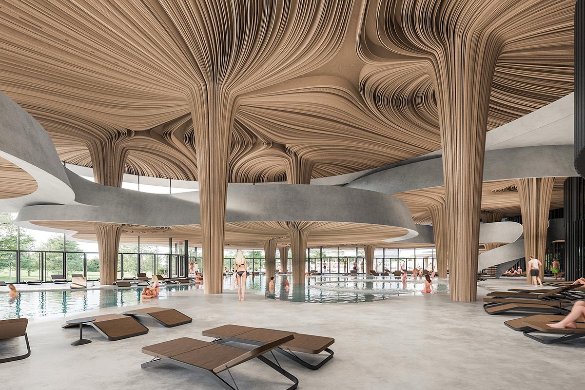Enota reveals extension for pool and wellness of Hotel Kardial with sinuous terraces in Banja Vrućica