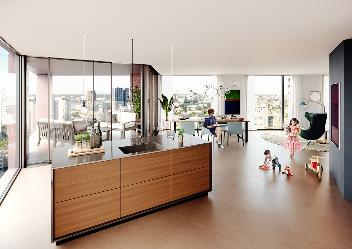 Barcode Architects unveils plans for the first triangular residential tower in Rotterdam