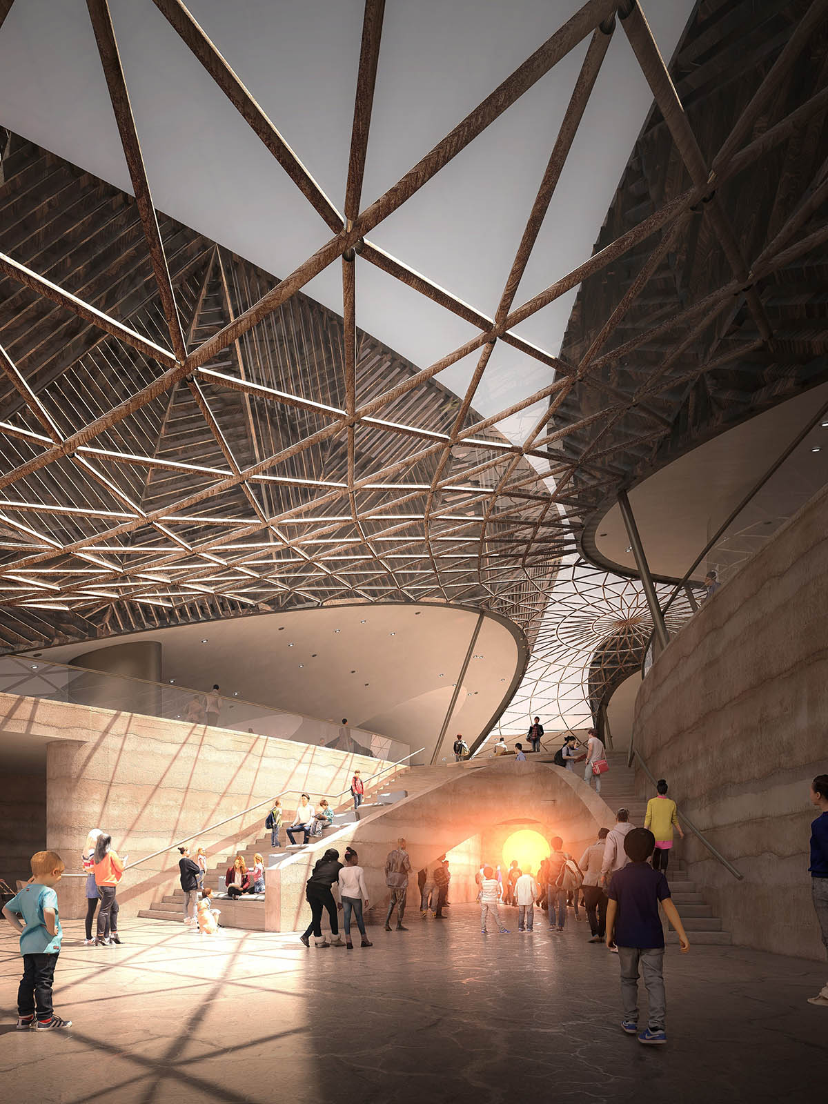 Studio Gang's Theodore Roosevelt Presidential Library emerges with three horseshoe-shaped elements