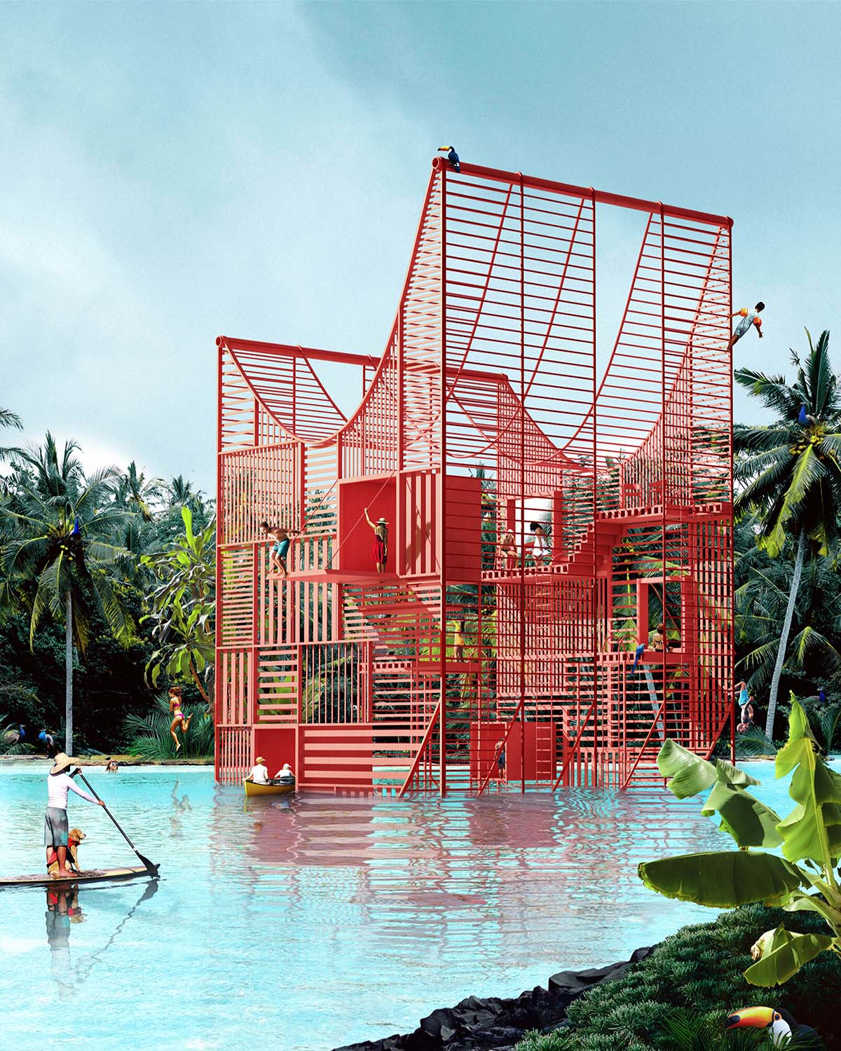 Antireality designs a house sunken in the water with thin stilts