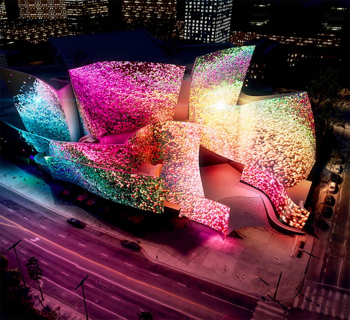 Frank Gehry's Walt Disney Concert Hall Gets A Psychedelic Makeover