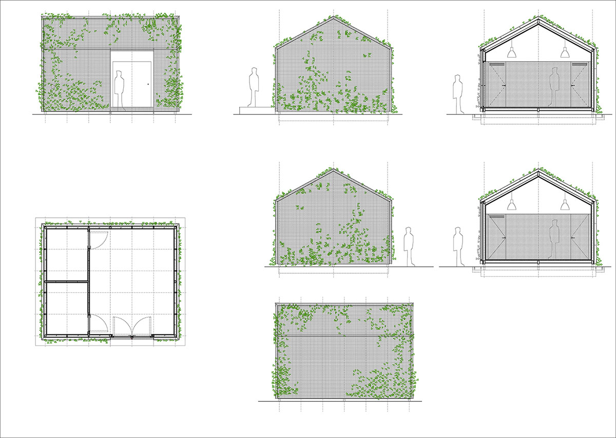 Beta.&Oslash; covers tennis and school buildings with varnished steel sheets and mesh to mimic the landscape
