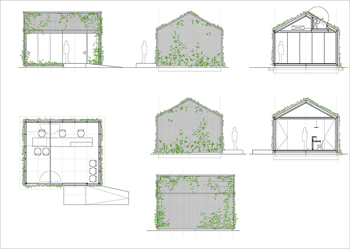 Beta.&Oslash; covers tennis and school buildings with varnished steel sheets and mesh to mimic the landscape