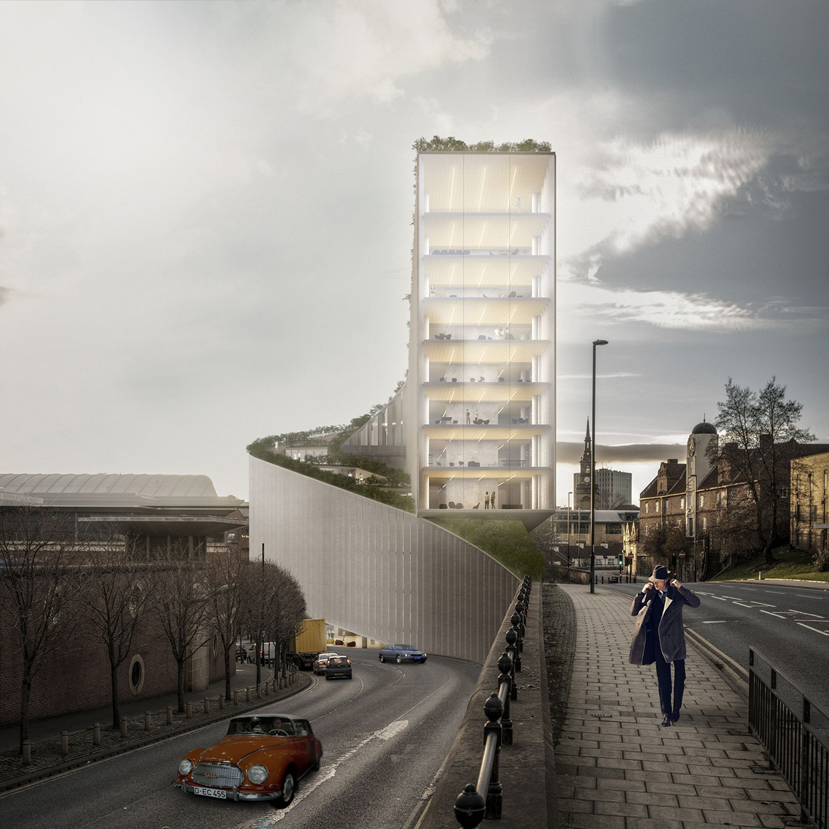 Bjarke Ingels Group adds ribbon-like office building to Newcastle's skyline