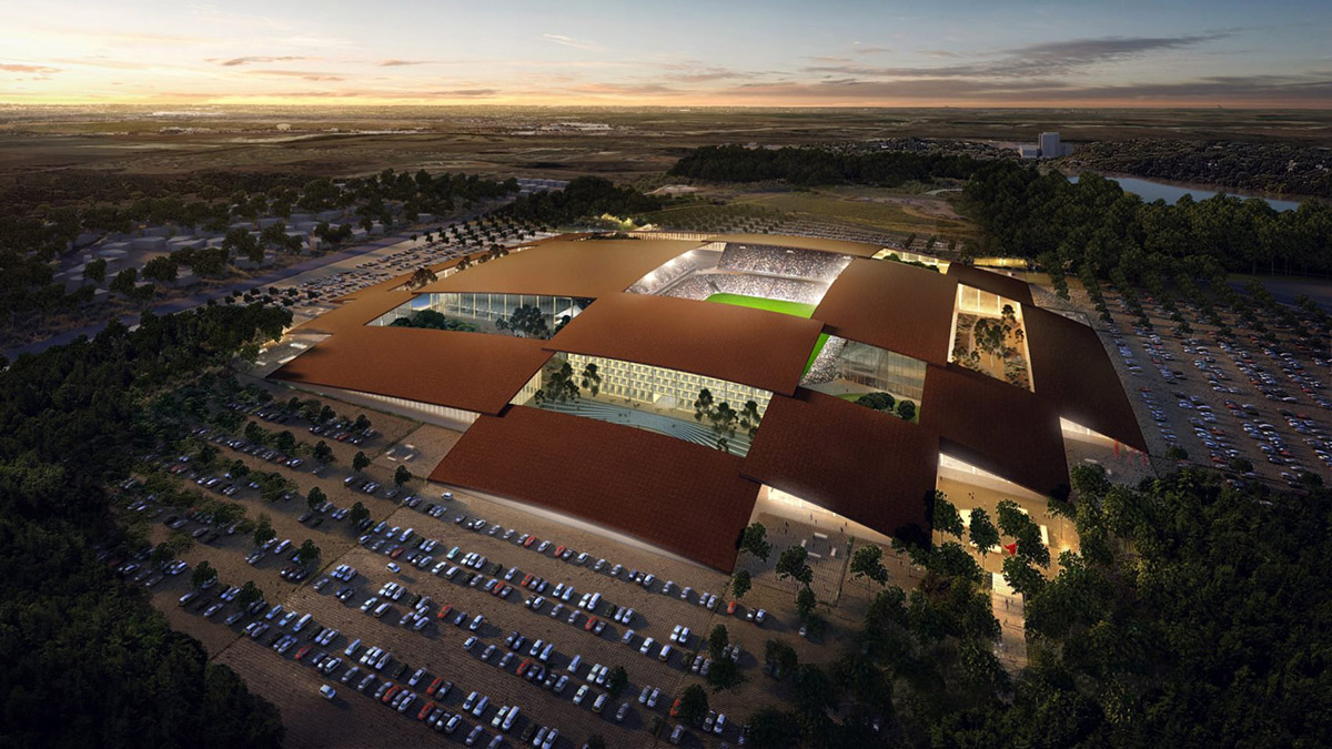 BIG releases new plans for chequerboard-domed sports and music venue in Austin