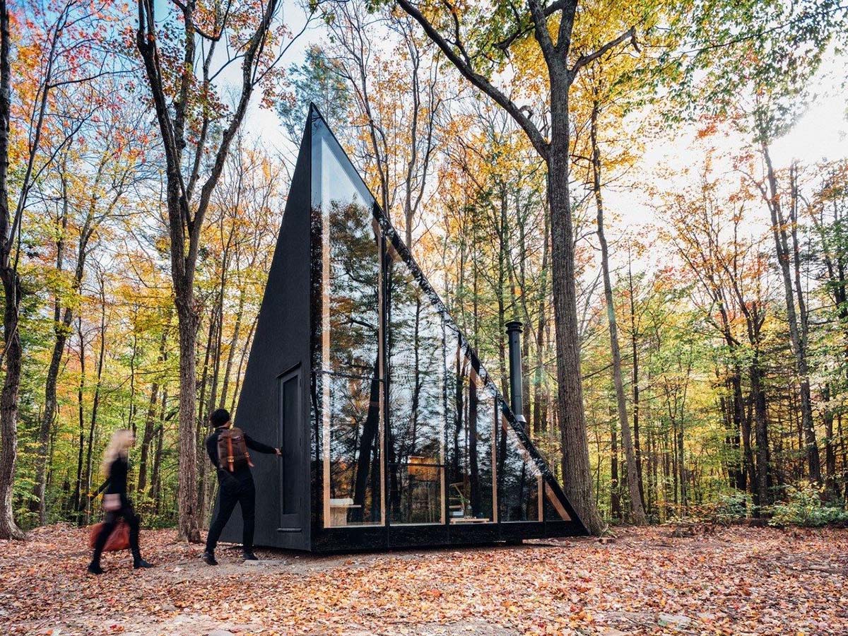 BIG built its first tiny cabin in New York in crystal-like shape