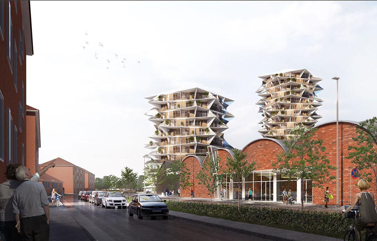 BIG releases plans for 450-unit student housing with 3D triangular balconies in Esbjerg