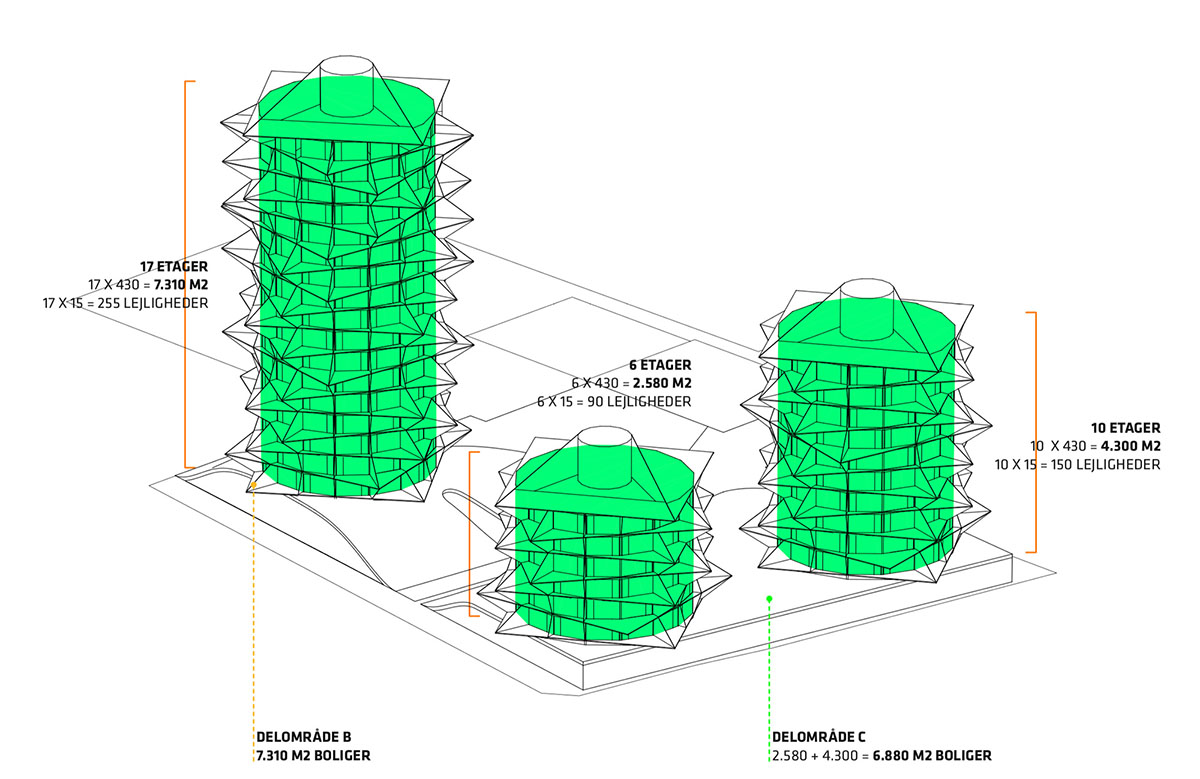 BIG releases plans for 450-unit student housing with 3D triangular balconies in Esbjerg