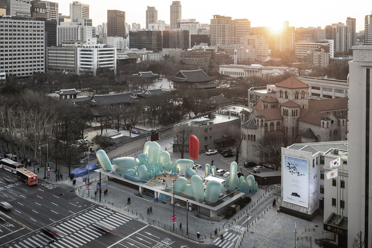 SKNYPL Reinterprets Korean Garden With Many Inflatables ETFE in Seoul