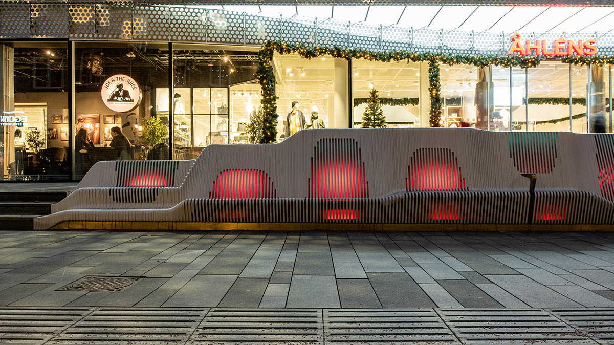 White Arkitekter designs 65-metre undulated public sofa in Uppsala, Sweden