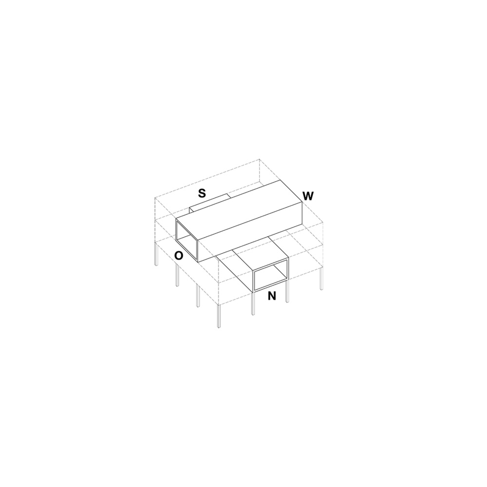 A summer house by Brandlhuber+ uses stacked maisonette units to optimize exposure to the sun in Rocha