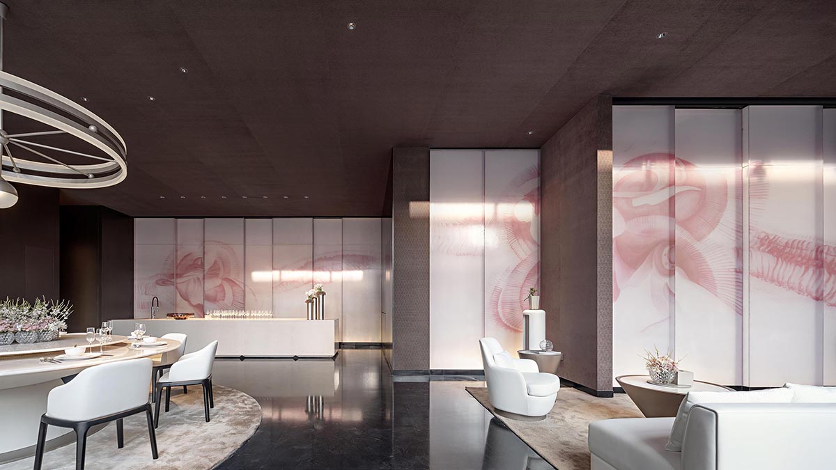 GBD Design creates interiors for clubhouse with fluid forms and dynamic sculptures in China