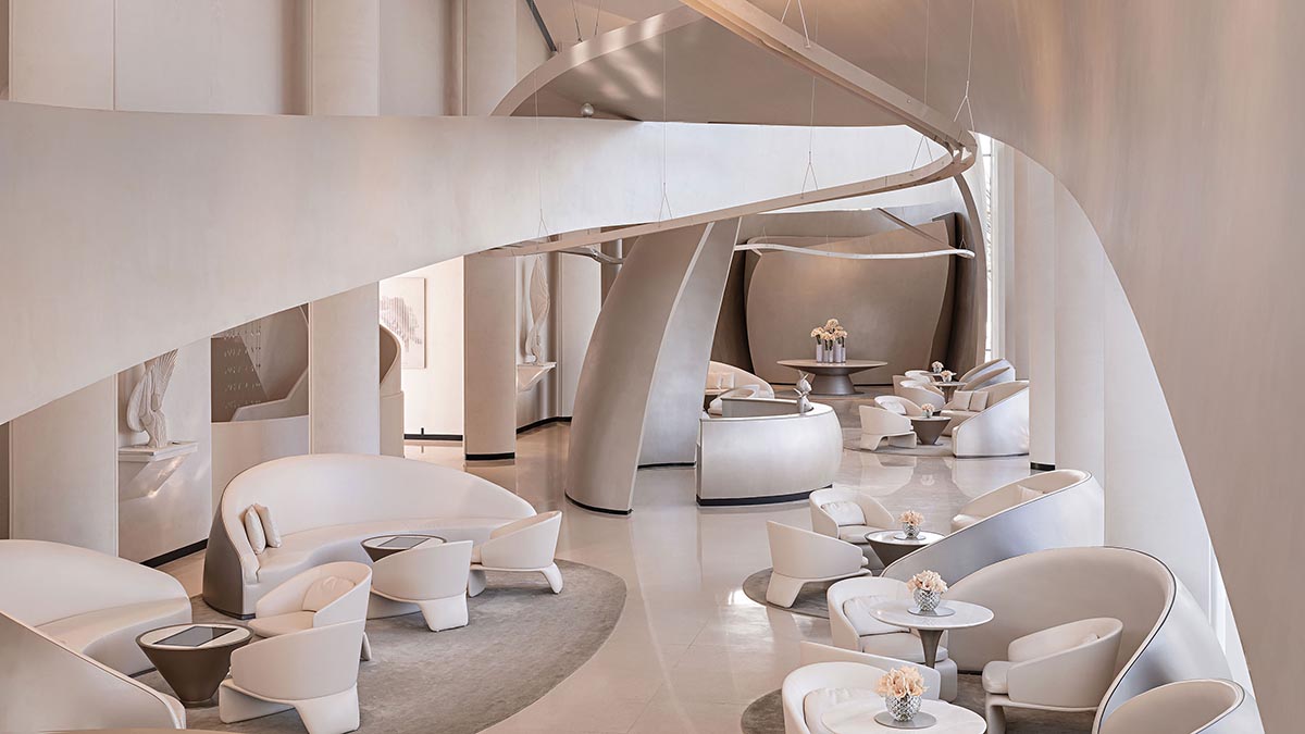 GBD Design creates interiors for clubhouse with fluid forms and dynamic sculptures in China