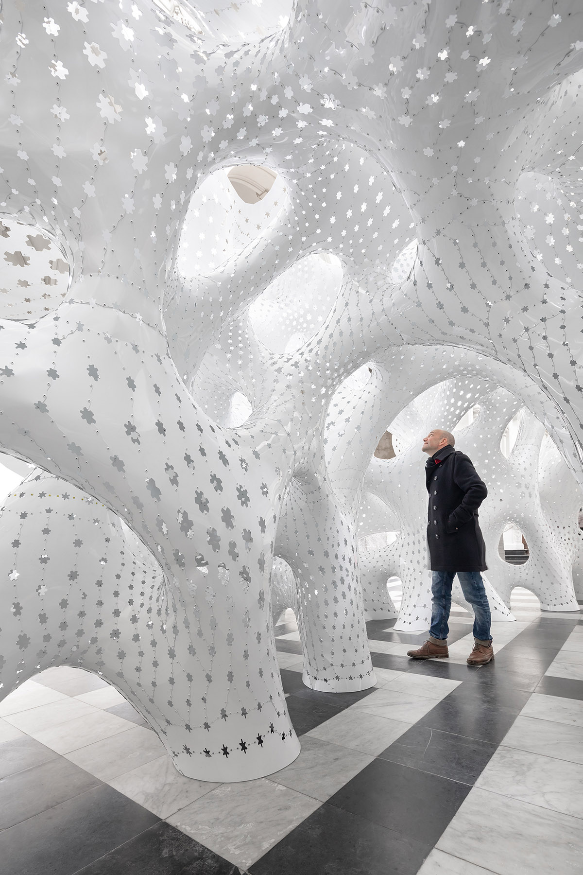 Marc Fornes created coral-like installation for Bruges Triennale themed as Liquid City