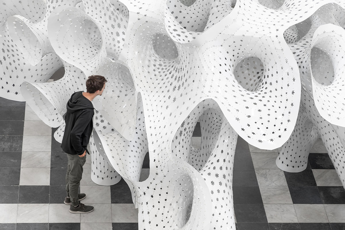 Marc Fornes created coral-like installation for Bruges Triennale themed as Liquid City