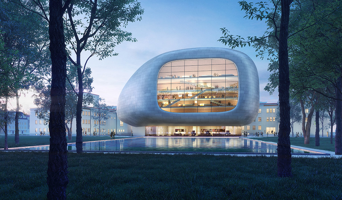 Steven Holl Architects and Architecture Acts design smoothed-pod shape concert hall in Ostrava